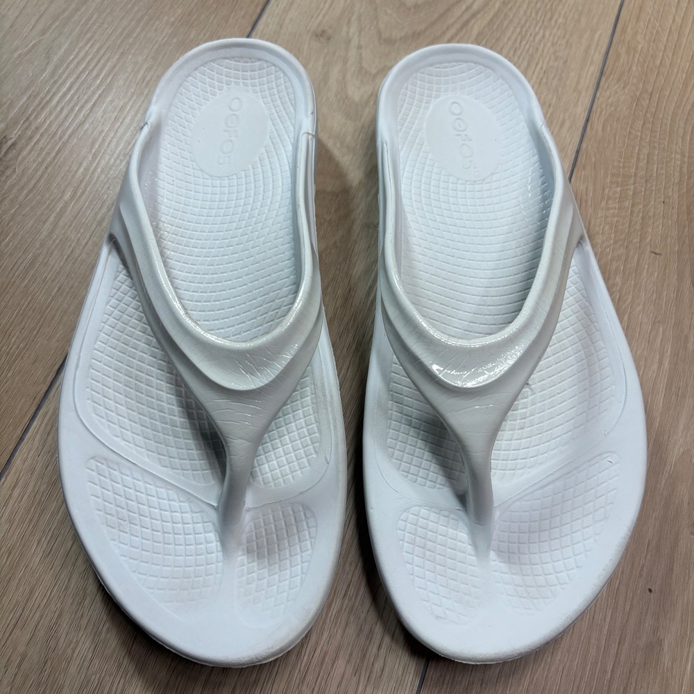 Oofos OOlala White Recovery Sandals Womens Size 8 Thong Flip Flops EU 39 - Picture 3 of 7